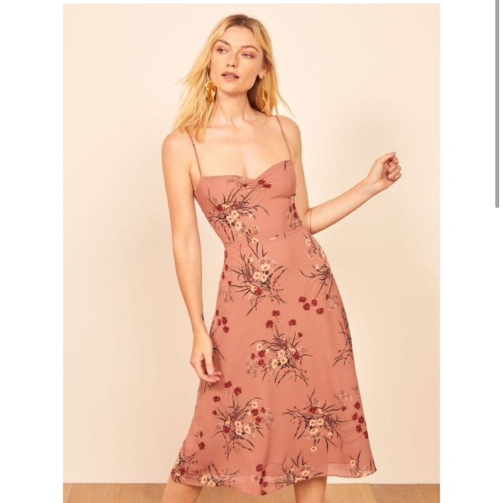 Reformation Odele Size 4 Midi Pink Floral Dress